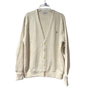 Vintage Christian Dior Monsieur Cardigan Sweater XL Cream Off White Made in USA